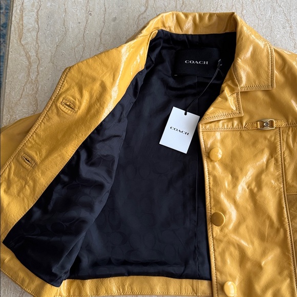 NWT Coach Women's Mustard Patent Leather Jacket. XS. $895 - Picture 8 of 13
